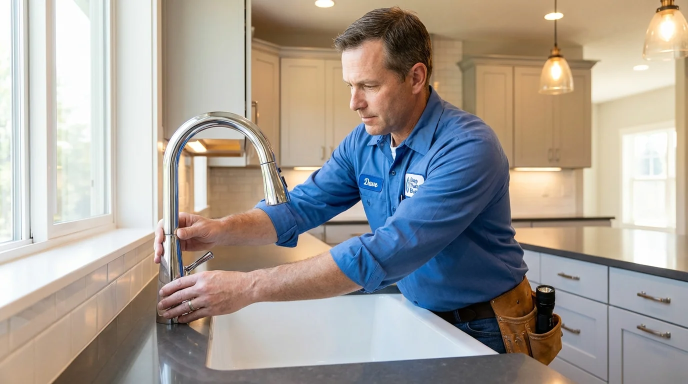 Kitchen faucet installation by Johns Plumbing LLC in Forest City
